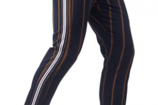 Navy Vertical Striped Pants with Side Stripes | Mens pants fashion .