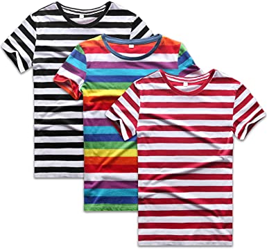 Striped Shirts Women Black White Red Stripes T-Shirt Rainbow Tees .