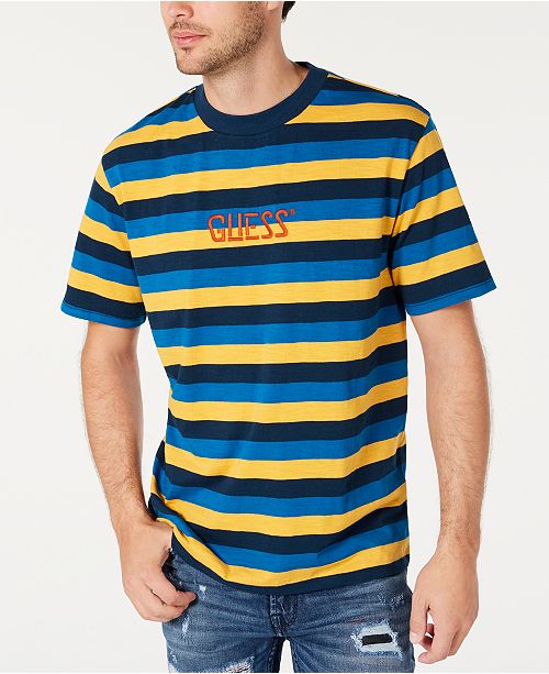 GUESS Men's Striped Logo T-Shirt & Reviews - T-Shirts - Men - Macy