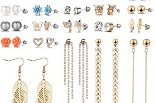 Amazon.com: 29 Pairs Assorted Multiple Stud Earrings set for Women .