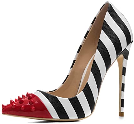 Amazon.com | Women's Stiletto Pumps Studded Zebra Print high Heels .