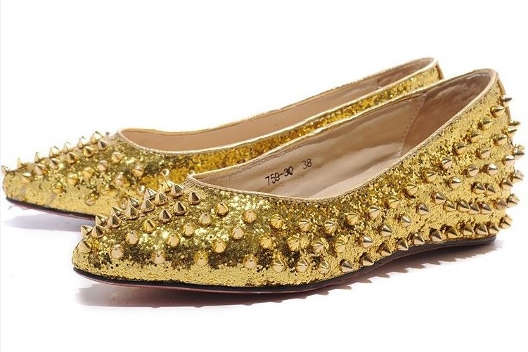 Christian Louboutin Studded Shoes Gold Women - $228.00 : Christian .
