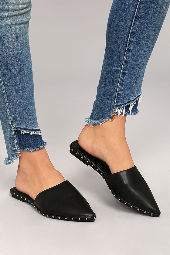 Laetitia Black Studded Loafer Slides | Spring shoes women, Spring .