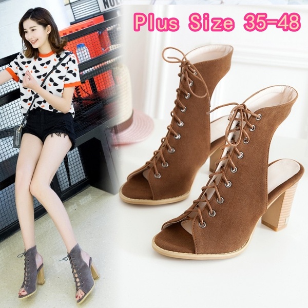 Plus Size 35-48 New Fashion Women Summer Boots Sexy Ladies Peep .