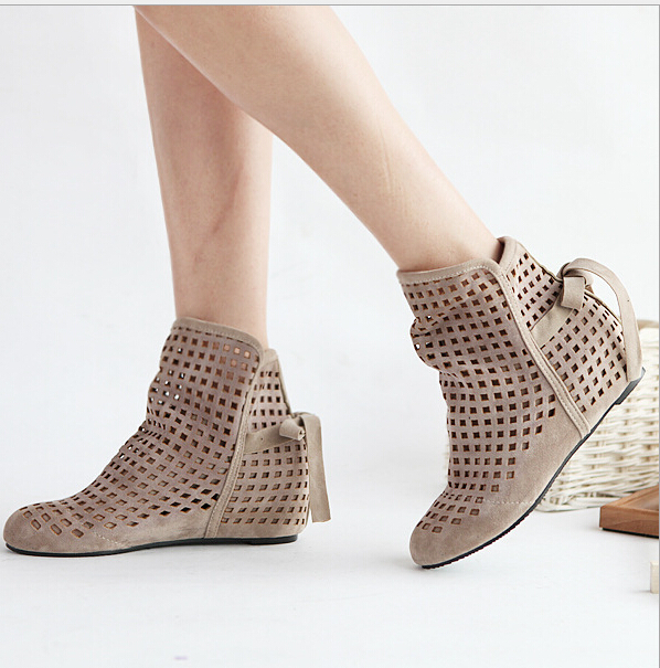 Big Size 34-43 Women/'s Summer Boots Flat Low Hidden Wedges Cutout .