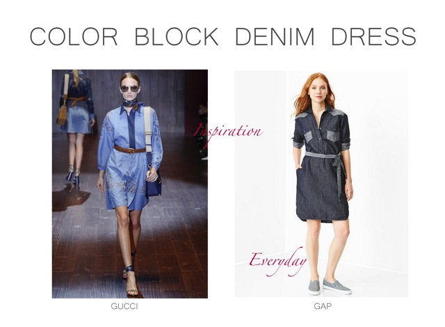 Gucci Spring Summer 2015 Colorblock denim dress Inspiration .