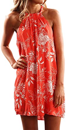 Amazon.com: Fronage Women's Casual Sleeveless Floral Mini Dress .
