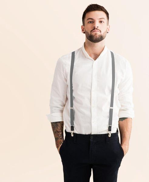 Cool Steel - Skinny Grey Suspenders - JJ Suspende
