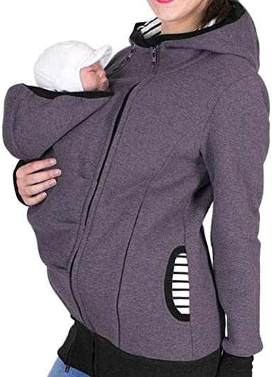 Women's Maternity Breastfeeding Kangaroo Hoodie Sweatshirt Jacket .