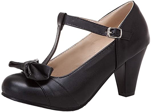 Amazon.com | AicciAizzi Women Fashion T Bar Pumps Shoes Bowknot .