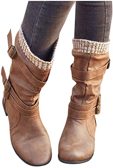Amazon.com: Gibobby Womens Boots Low Heel Womens Winter Thermal .
