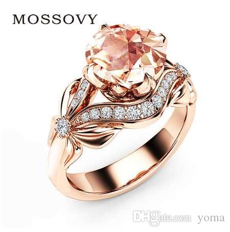 Mosovy Best Selling Zircon Flower Rose Gold Ring Wedding Rings For .