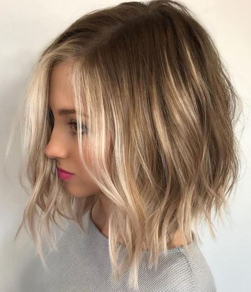 Choppy long bob hairstyle | Blonde haare ideen, Haarschnitt bob .