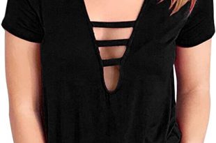 Amazon.com: TLOOWY Women's Sexy Tops Choker V Neck Shirts Loose .