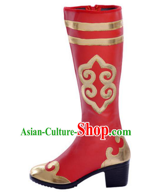 Chinese Traditional Mongol Dance Shoes, Uigurian Minority Folk .