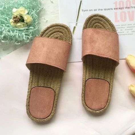 Women Holiday Casual Comfy Straw Slippers | Straw slippers, Flat .