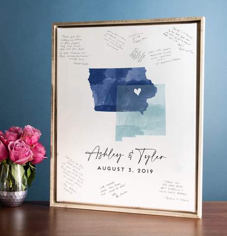 Miss Design Berry | Two State Watercolor Wedding Guest Book .