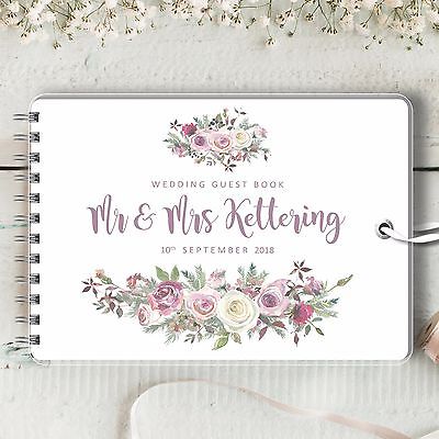 Personalised Wedding Guest Book, Frosted Rose, Blank Message Book .