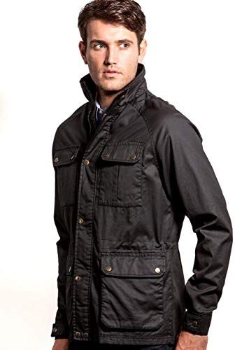 Buy Vedoneire Mens Wax Jacket (3050 Black) Motorbike Style Coat .