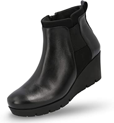 Amazon.com | MANET Leather Wedge Booties for Women - Women's Wedge .