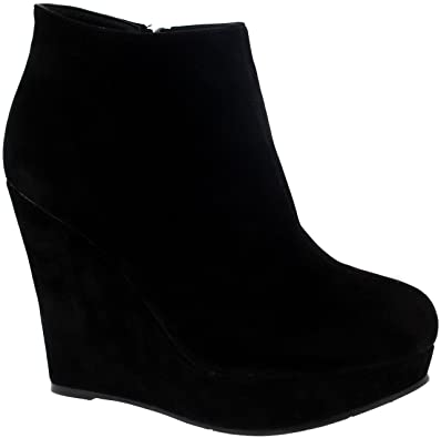 Amazon.com | Viva Womens High Wedge Heel Black Party Ankle Boot .