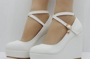 Akexiya White Wedges Shoes Pumps For Women Wedges High Heels .