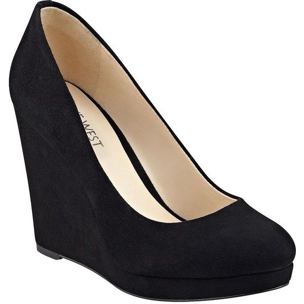Nine West Halenia Suede Wedge Pumps ($99) ❤ liked on Polyvore .