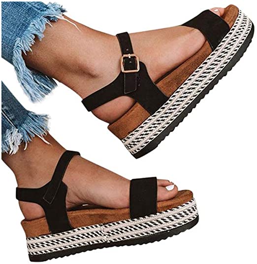 Amazon.com: Women Flat Wedge Sandals Thick Bottom Soft Sandals .
