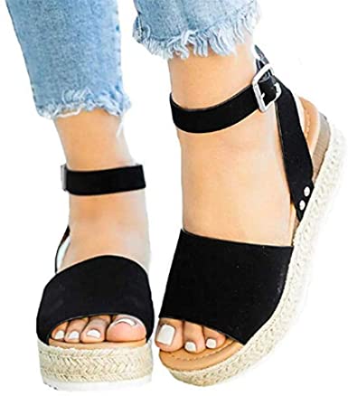 Espadrilles for Women Wedge, 2020 Boho Flat Wedge Strappy Sandals .