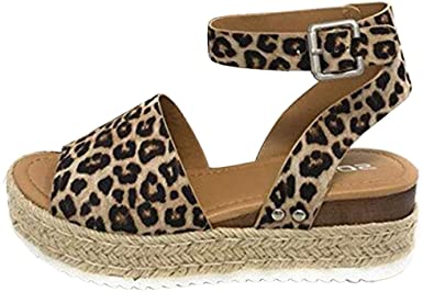 Amazon.com: Women Wedge Sandals Summer,SIN+MON Women's Leopard .