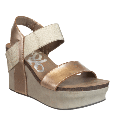 Bushnell in Gold Wedge Sandals | Women's Shoes by OT