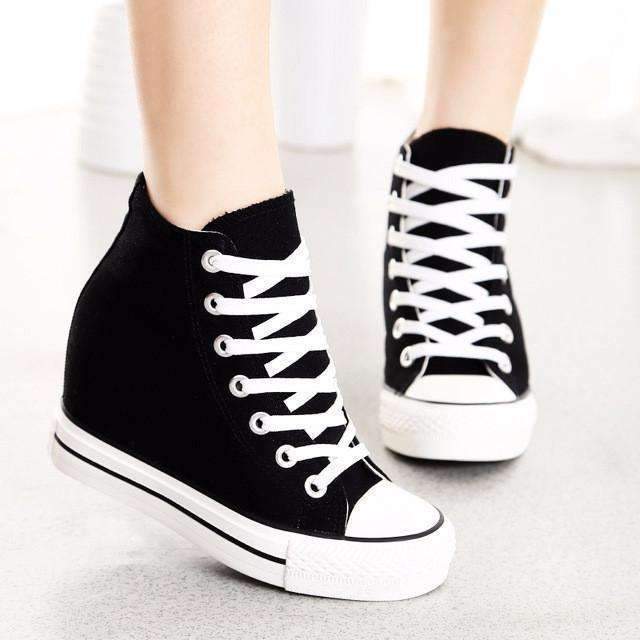High Top Canvas Fashion Wedge Sneakers For Wom