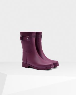 Women's Refined Slim Fit Short Wellington Boots: Ballard Purple .