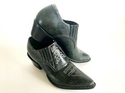 Durango Charcoal Western Ankle Leather Booties Women's 7 Pointy .