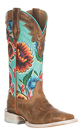 Ariat Women's Circuit Champion Dusty Brown and Turquoise Floral .