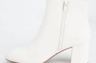 DELICIOUS Clean Ankle Stacked White Womens Boots - WHITE .