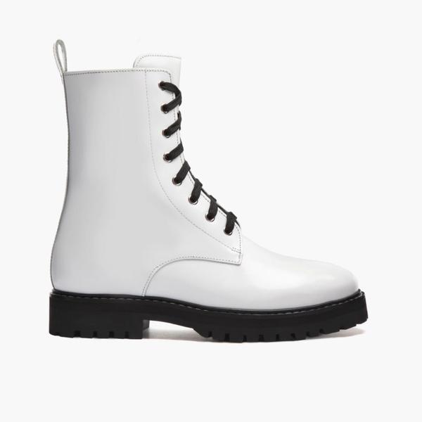 Women's Combat Boot in White Leather - Thursday Boot Compa