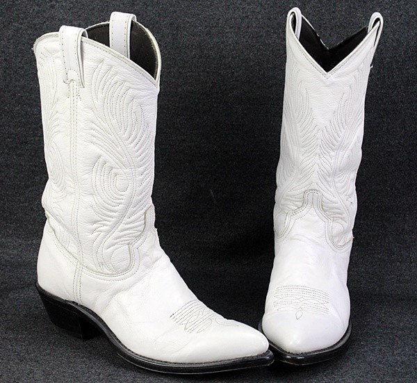 Abilene White Leather Western Boots Women Sz 7.5 - shopgoodwill.c