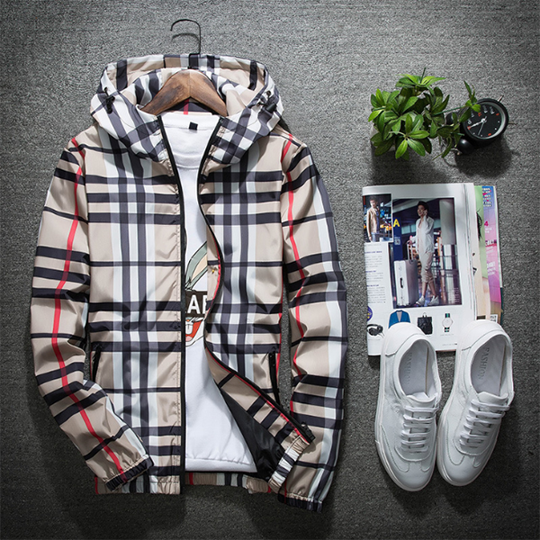 Fashion Men's Plaid Windproof Hooded Jacket | Mens winter fashion .