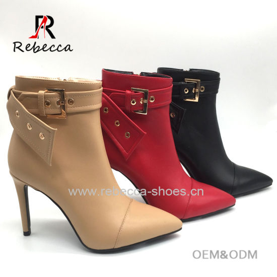 China Women Buckle Leather Winter Ankle Boots Ladied Sexy Shoes .