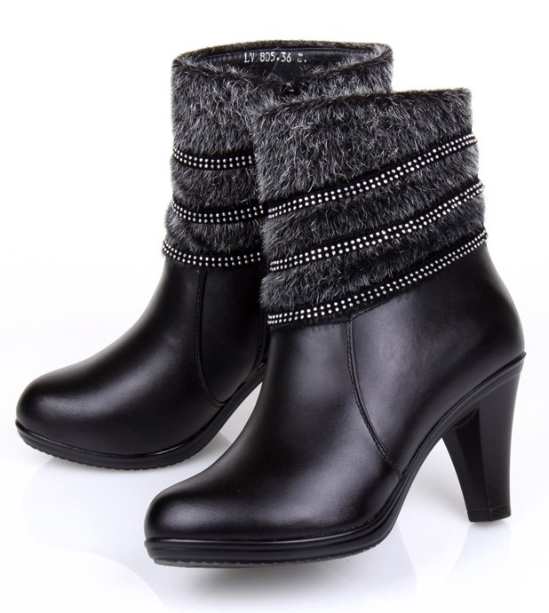 Free shipping designer high heel shoes,leather winter boots women .