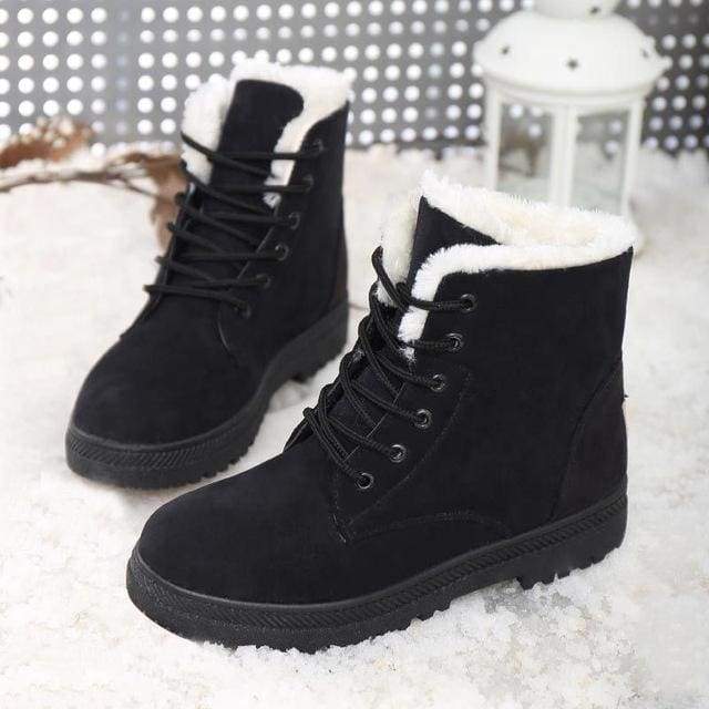 Women Boots Snow Warm Winter Boots Women Shoes Lace Up Fur Ankle Bo.