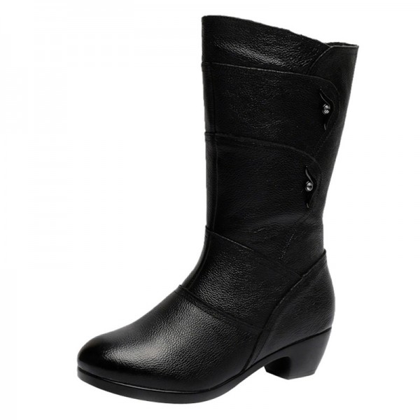 Buy Ladies Knee High Winter Boots Soft Leather Boots Woman Black .