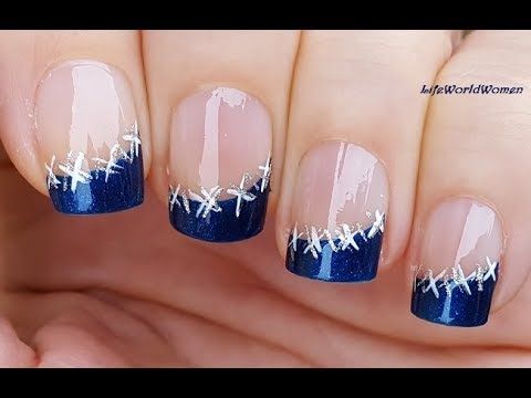 WINTER SIDE FRENCH MANICURE In Sparkle Blue - YouTube | Acrylic .