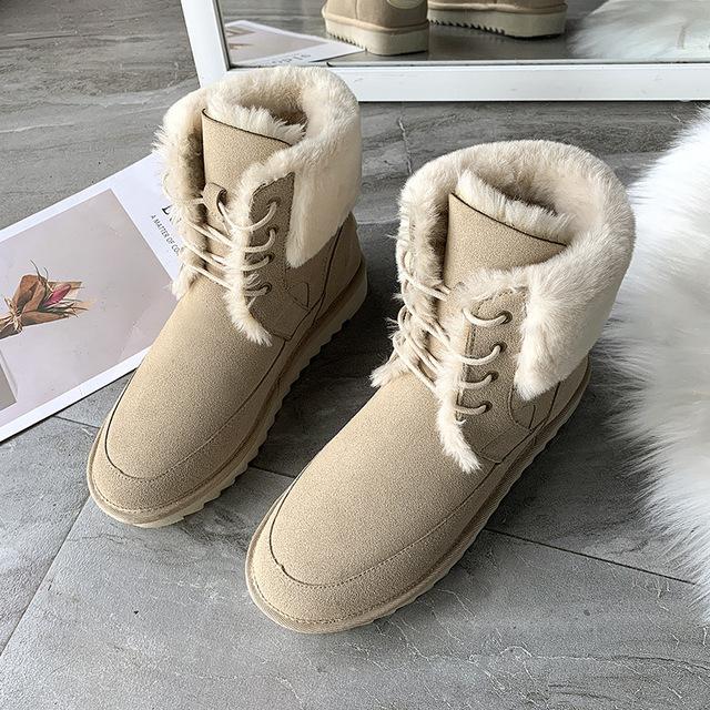 Women Winter Boots Women Winter Shoes Flat Heel Ankle Casual Cute .