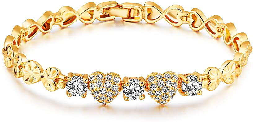Amazon.com: O-W 18K Gold Plated Women Jewelry Bracelet, AAA+ CZ .