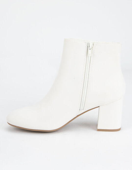 DELICIOUS Clean Ankle Stacked White Womens Boots - WHITE .
