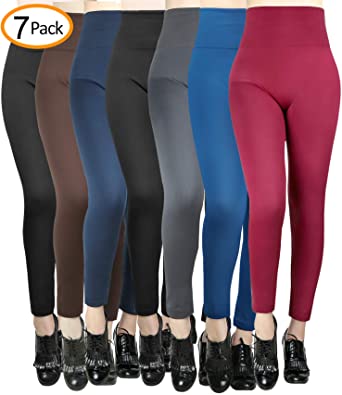 Amazon.com: Moon Wood 7 Pack Women's Fleece Lined Leggings High .
